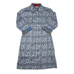 Dizzy Lizzie Sag Harbor Blue Geo Shirt Dress NWT Size M